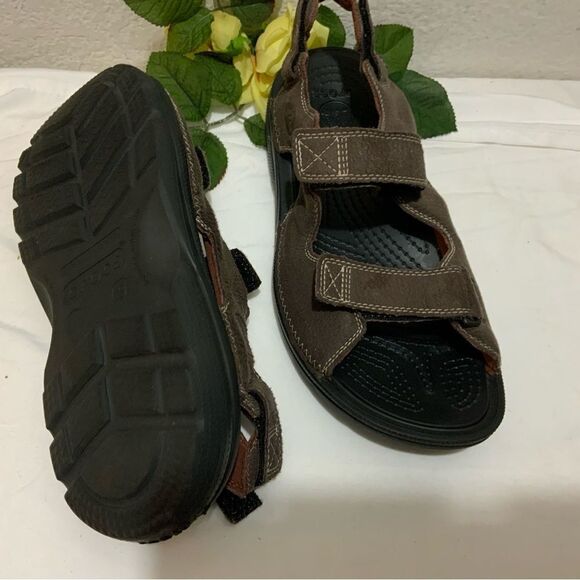 Crocs Mens Activewear Sport Sandals Brown Adjustable Strap Hook And Loop Sz 9 - Picture 10 of 10